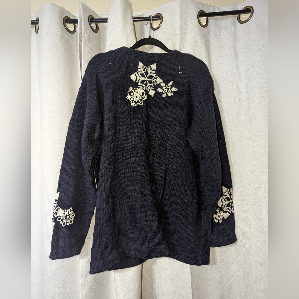 Vintage Knit 1995 Snowman Holiday Cardigan Sweater - Picture 2 of 4
